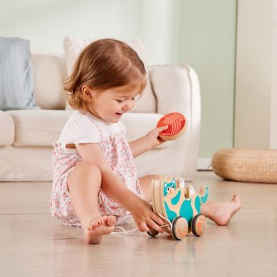 Image showing  Walk-A-Long: Roll & Rattle Kitten - Teal, Ages 12 mo+