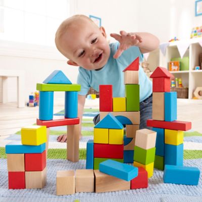 Image showing  Maple Wood Kids Building Blocks - 50 Stacking Wooden Block