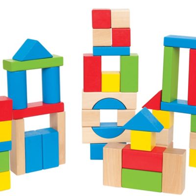 Image showing  Maple Wood Kids Building Blocks - 50 Stacking Wooden Block