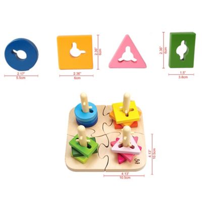 Image showing  Creative Peg Puzzle - 16 pc., Wooden Toddler Stacking SPuzzle