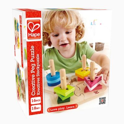 Image showing  Creative Peg Puzzle - 16 pc., Wooden Toddler Stacking SPuzzle