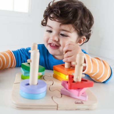 Image showing  Creative Peg Puzzle - 16 pc., Wooden Toddler Stacking SPuzzle