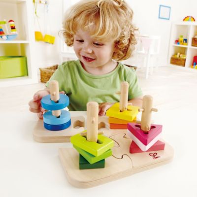 Image showing 5 th Hape Creative Peg Puzzle - 16 pc., Wooden Toddler Stacking SPuzzle