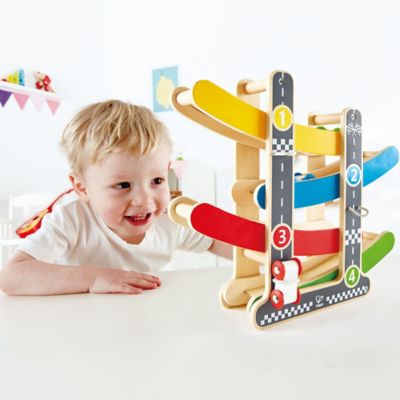 Image showing  Fast Flip Kid's Wooden Racetrack - Wooden Toy, Ages 18 mo+