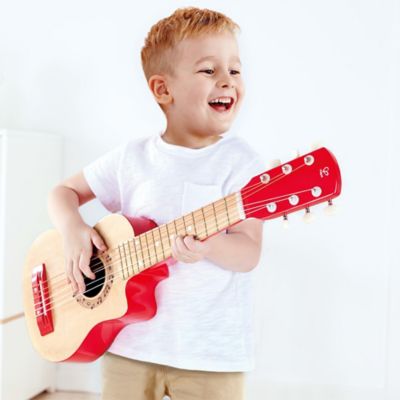 Image showing  First Musical Guitar: Kid's Wooden Instrument, Red Flame