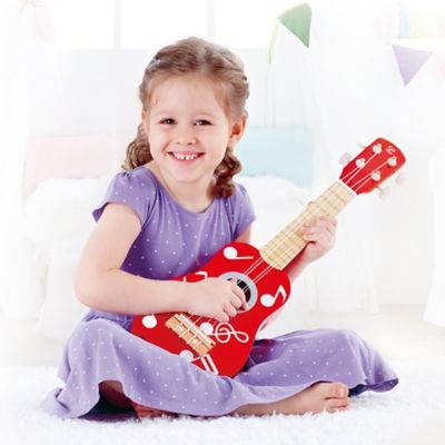 Image showing  Kid's Wooden Toy Ukulele - 21 in. Musical Instrument, Red Dot