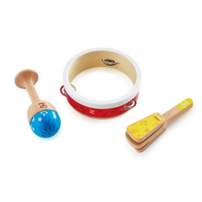 Hape Junior Percussion Set - 3 pc. Wooden Percussion Instrument Set