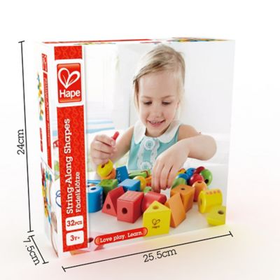 Image showing 1 th Hape String-Along Shapes - 32 pc. Classic Wooden Block Stacking Game