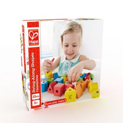 Image showing 5 th Hape String-Along Shapes - 32 pc. Classic Wooden Block Stacking Game