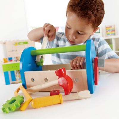 Image showing  Fix It Kid's Wooden Tool Box Play Set - Toddler & Kids Ages 3+