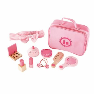 Image showing  Beauty Belongings - Pink 11 pc. Kit - Kid's Wooden Cosmetics Kit