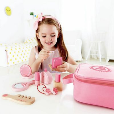 Image showing  Beauty Belongings - Pink 11 pc. Kit - Kid's Wooden Cosmetics Kit