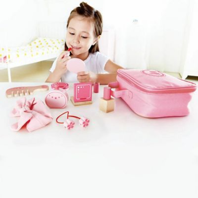 Image showing  Beauty Belongings - Pink 11 pc. Kit - Kid's Wooden Cosmetics Kit