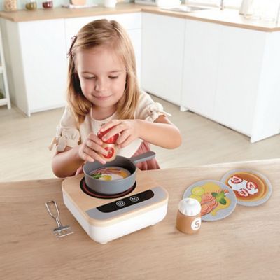 Image showing  Fun Fan Fryer - 7 Pieces - Kid's Wooden Toy Kitchen Accessory Playset