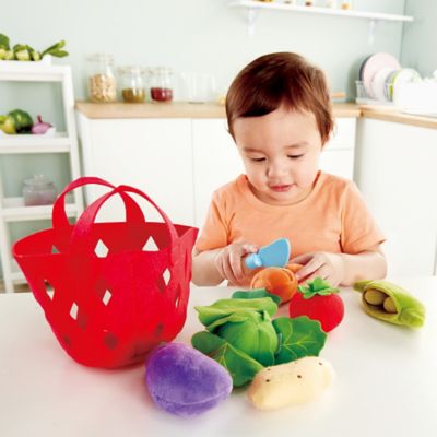 Image showing 5 th Hape Kitchen Food Playset: Toddler Vegetable Basket - 7 pc.