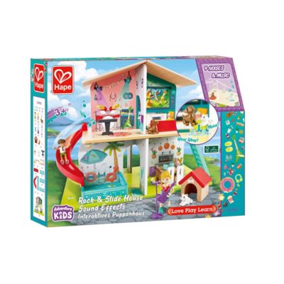 Hape Rock & Slide Dollhouse - Kid's Wooden Toy Playhouse, Children Ages 3+