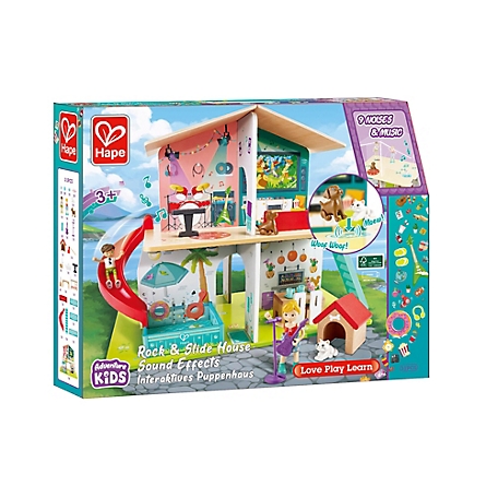 Hape Rock & Slide Dollhouse - Kid's Wooden Toy Playhouse, Children Ages 3+