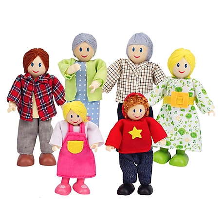 Hape Happy Family Dollhouse Set: Caucasian - 6 Dolls - Ages 3+