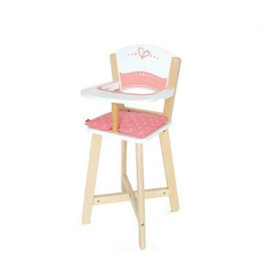 Hape Babydoll Highchair - Pink Hearts - Wooden Doll Play Furniture, Kids Ages 3+