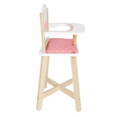 Image showing  Babydoll Highchair - Pink Hearts - Wooden Doll Play Furniture, Kids Ages 3+