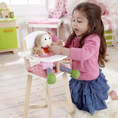 Image showing  Babydoll Highchair - Pink Hearts - Wooden Doll Play Furniture, Kids Ages 3+