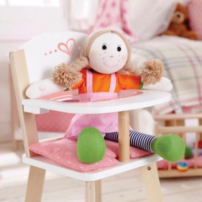 Image showing  Babydoll Highchair - Pink Hearts - Wooden Doll Play Furniture, Kids Ages 3+