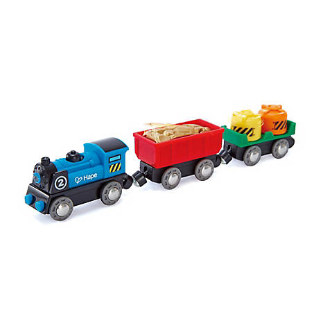 Hape Battery Powered Rolling-Stock Set - Colorful Wooden Train Set, Kids Ages 3+