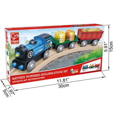Image showing  Battery Powered Rolling-Stock Set - Colorful Wooden Train Set, Kids Ages 3+