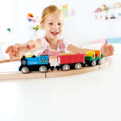 Image showing  Battery Powered Rolling-Stock Set - Colorful Wooden Train Set, Kids Ages 3+