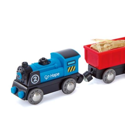 Image showing  Battery Powered Rolling-Stock Set - Colorful Wooden Train Set, Kids Ages 3+