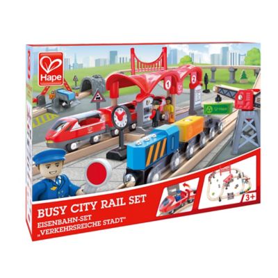 Image showing  Busy City Wooden Train Rail Set, 51 pc., Ages 3+