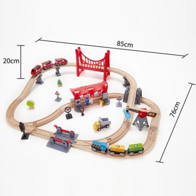 Image showing  Busy City Wooden Train Rail Set, 51 pc., Ages 3+