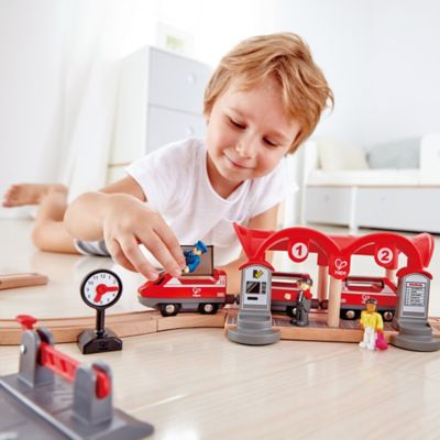 Image showing 5 th Hape Busy City Wooden Train Rail Set, 51 pc., Ages 3+