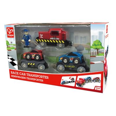 Image showing  Race Car Transporter - 6 Pece Set - Kid's Loading & Towing Playset