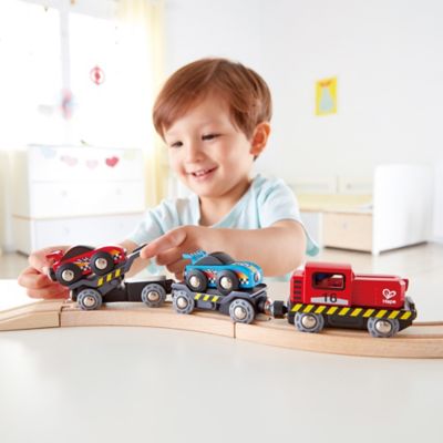 Image showing  Race Car Transporter - 6 Pece Set - Kid's Loading & Towing Playset