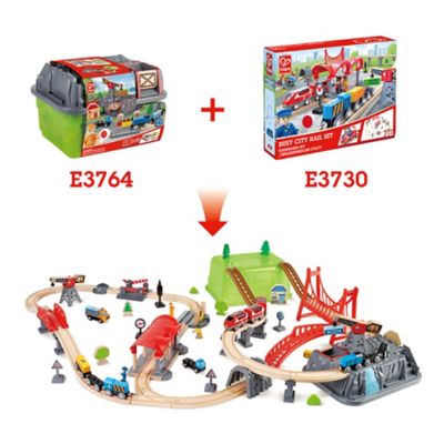 Image showing 5 th Hape Bucket Builder Set Railway - 50 Pieces - Kids Ages 3+