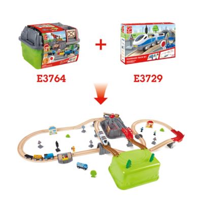 Image showing 6 th Hape Bucket Builder Set Railway - 50 Pieces - Kids Ages 3+