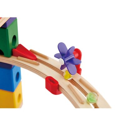 Image showing  Quadrilla Wooden Marble Run Construction: Race To The Finish - Ages 4+