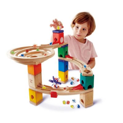 Image showing  Quadrilla Wooden Marble Run Construction: Race To The Finish - Ages 4+