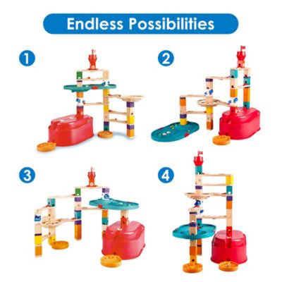 Image showing  Quadrilla Wooden Marble Run Construction: Stack Track Bucket - Ages 4+