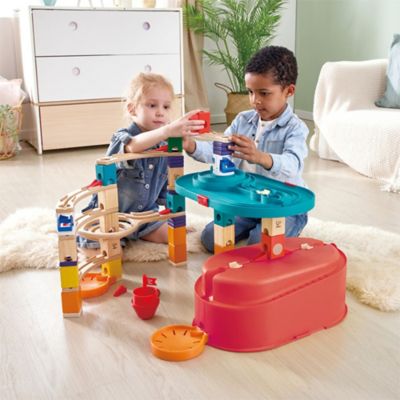 Image showing  Quadrilla Wooden Marble Run Construction: Stack Track Bucket - Ages 4+