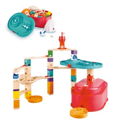 Image showing  Quadrilla Wooden Marble Run Construction: Stack Track Bucket - Ages 4+