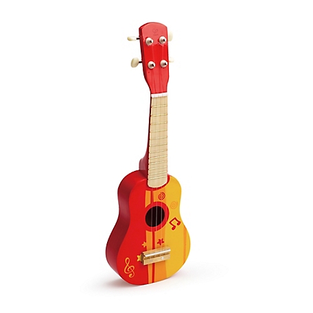 Hape Kid's Wooden Toy Ukulele - 21 in. Musical Instrument, Red/Yellow