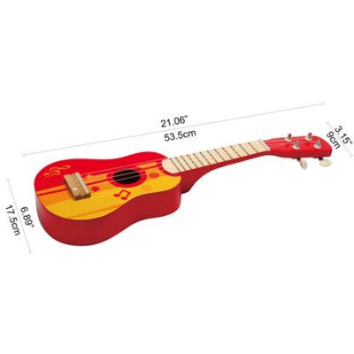 Image showing  Kid's Wooden Toy Ukulele - 21 in. Musical Instrument, Red/Yellow