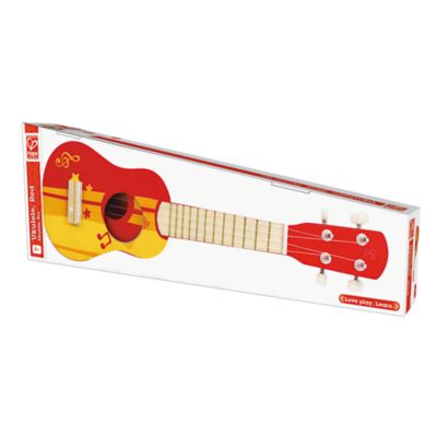 Image showing  Kid's Wooden Toy Ukulele - 21 in. Musical Instrument, Red/Yellow