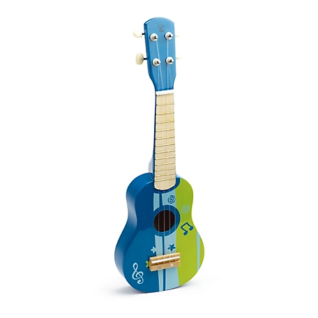 Hape Kid's Wooden Toy Ukulele - 21 in. Musical Instrument, Blue/Green