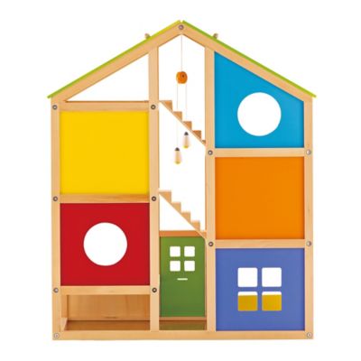 Image showing  All Seasons Wooden Dollhouse - Kids Furnished Wooden Playset