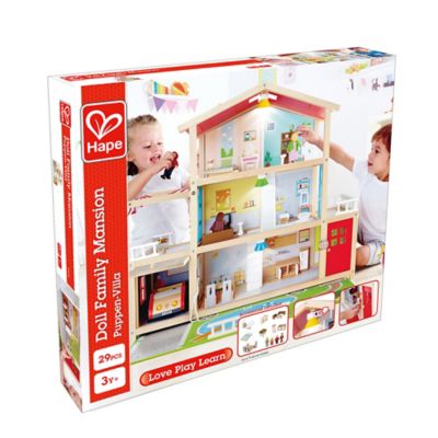 Image showing  Doll Family Mansion Kid's Wooden Dollhouse, Ages 3+