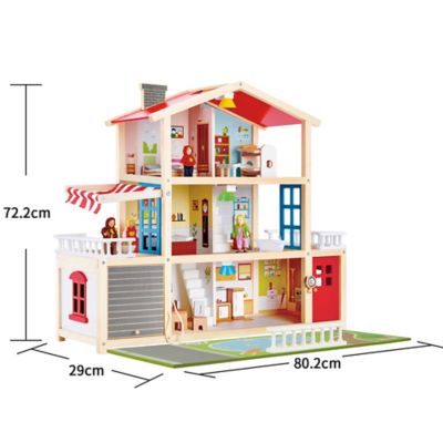 Image showing  Doll Family Mansion Kid's Wooden Dollhouse, Ages 3+