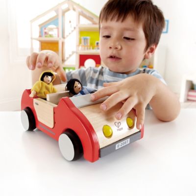 Image showing  Dollhouse Family Car - Red - Kids Wooden Car Toy, Ages 3+